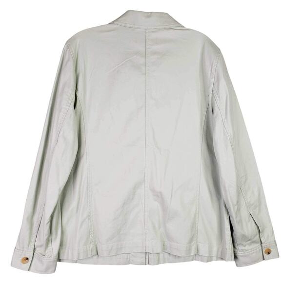 Talbots Coat Canvas Women's Jacket Size Large L Light Green Button Utility - Picture 3 of 8